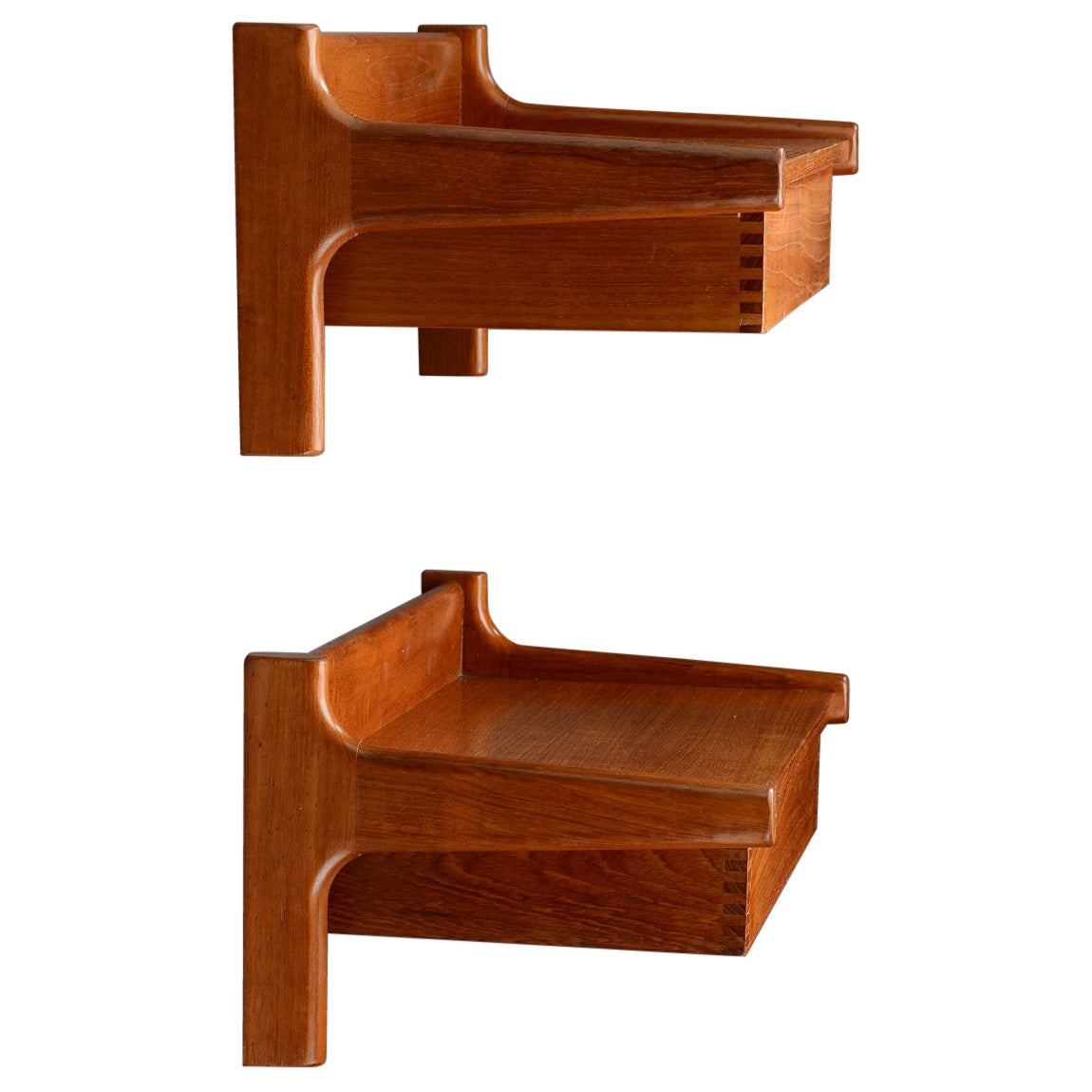 Wall Mounted Bedside Tables in Teak by Borge Mogensen, 1960s, Set of 2