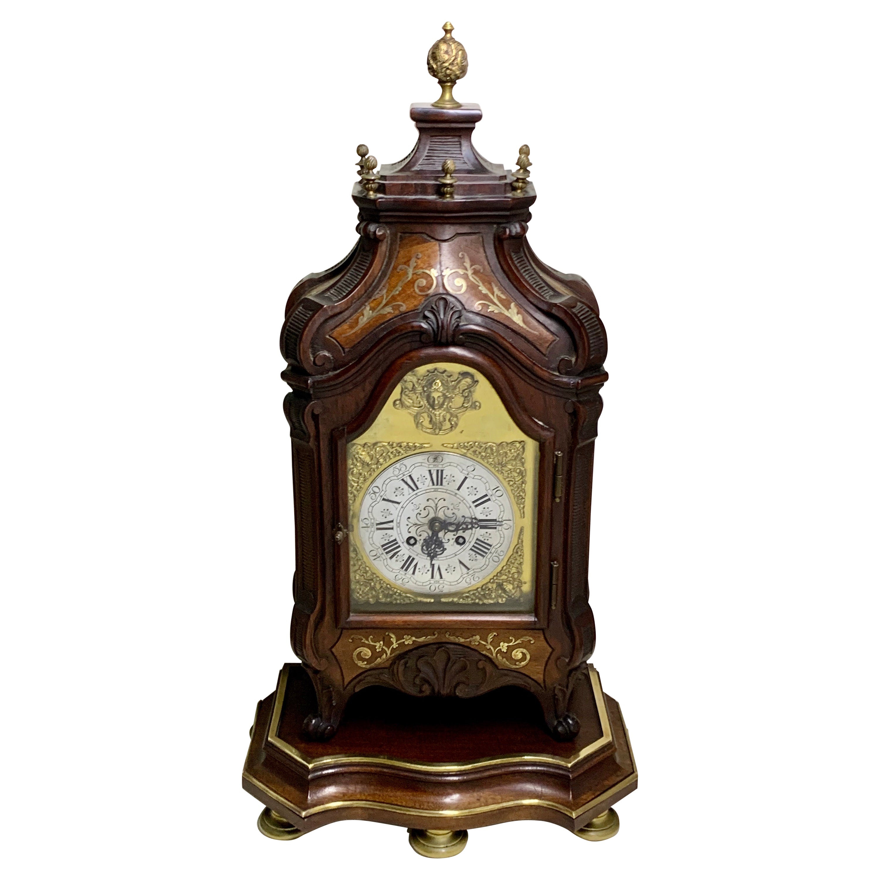 Large French Brass Inlaid Mahogany Planchon a Paris Mantel Clock