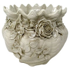 Antike irische Belleek Porzellan Keramik Jardiniere Schale Tafelaufsatz 1891-1926