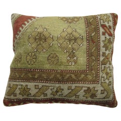 Vintage Traditional Border Oushak Rug Pillow