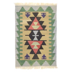 Tapis Kilim persan vintage Shiraz, le sud-ouest de la Bohème rencontre le désert moderne