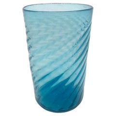 Retro Aqua Blue Swirl Glass Vase