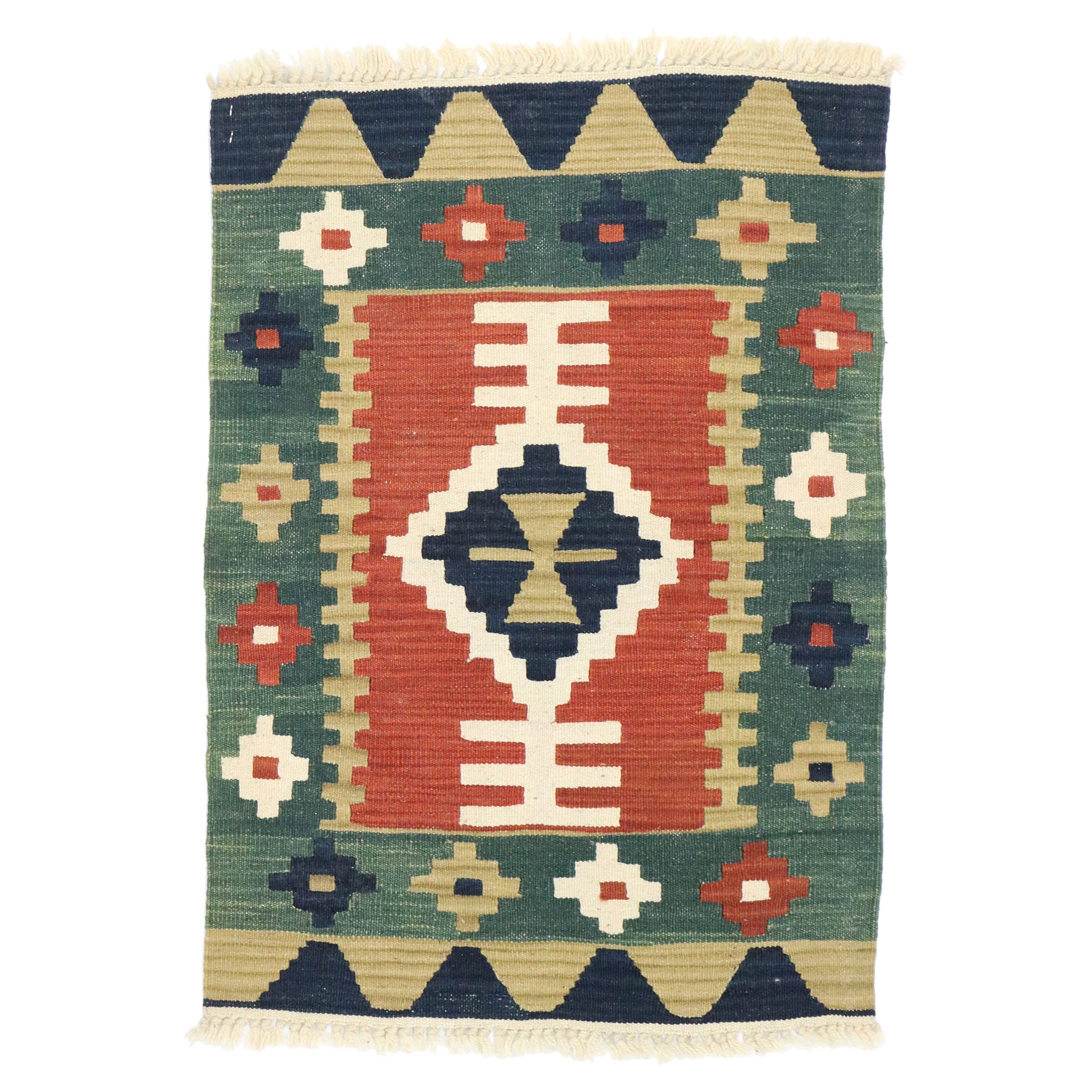 Vintage Persian Shiraz Kilim Rug with Tribal Style