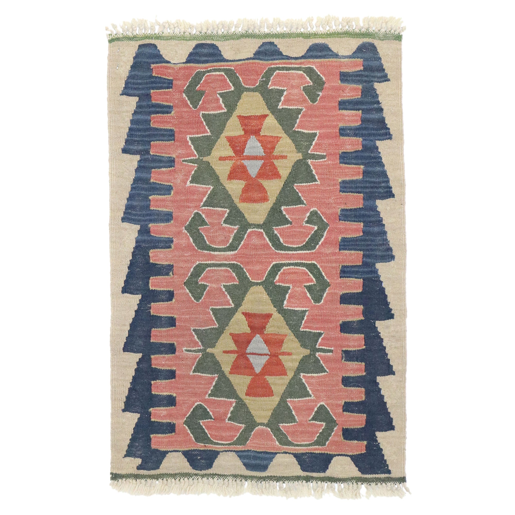 Persischer Shiraz-Kelim-Teppich im böhmischen Stammesstil, Vintage im Angebot