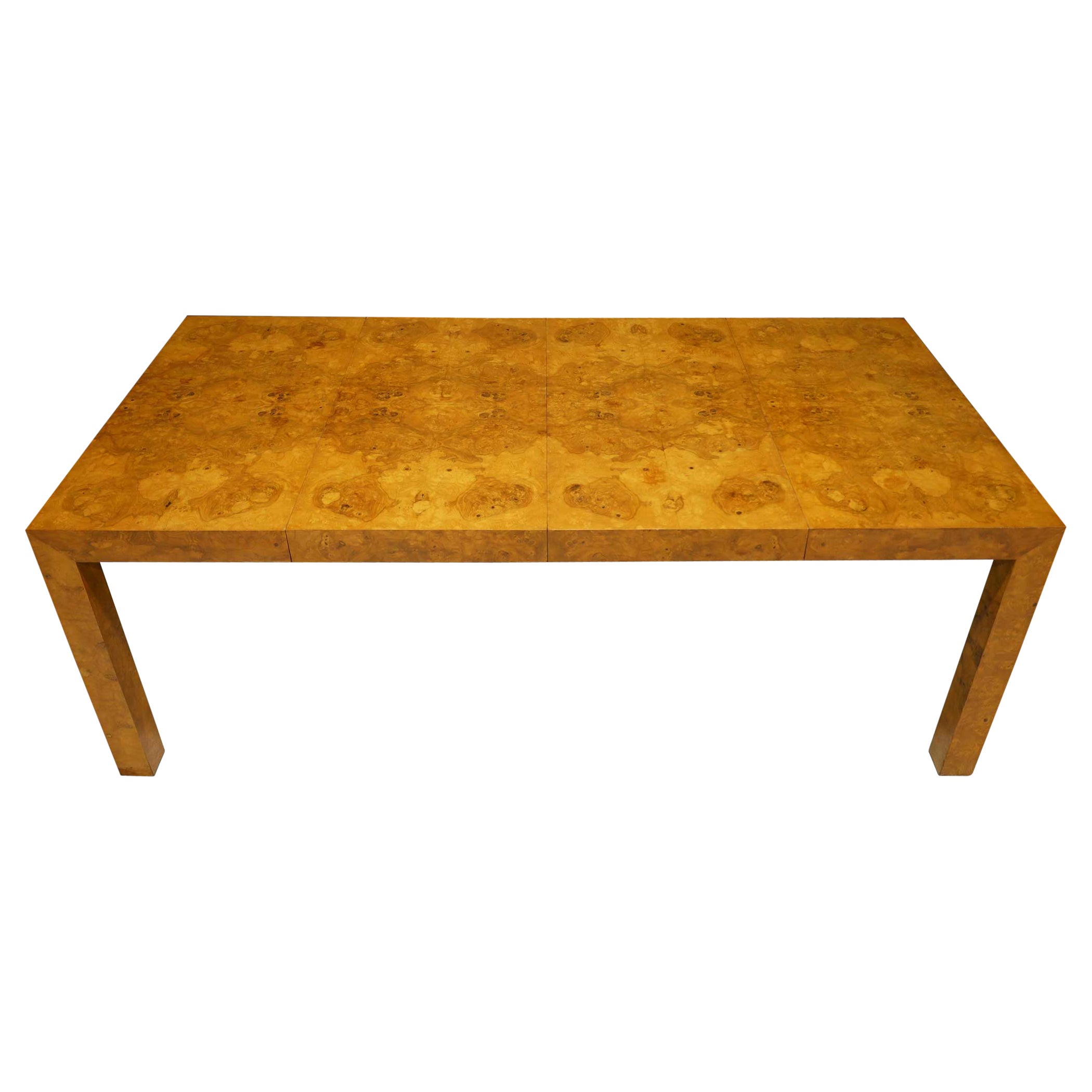 Milo Baughman Olivewood Burl Parsons Dining Table