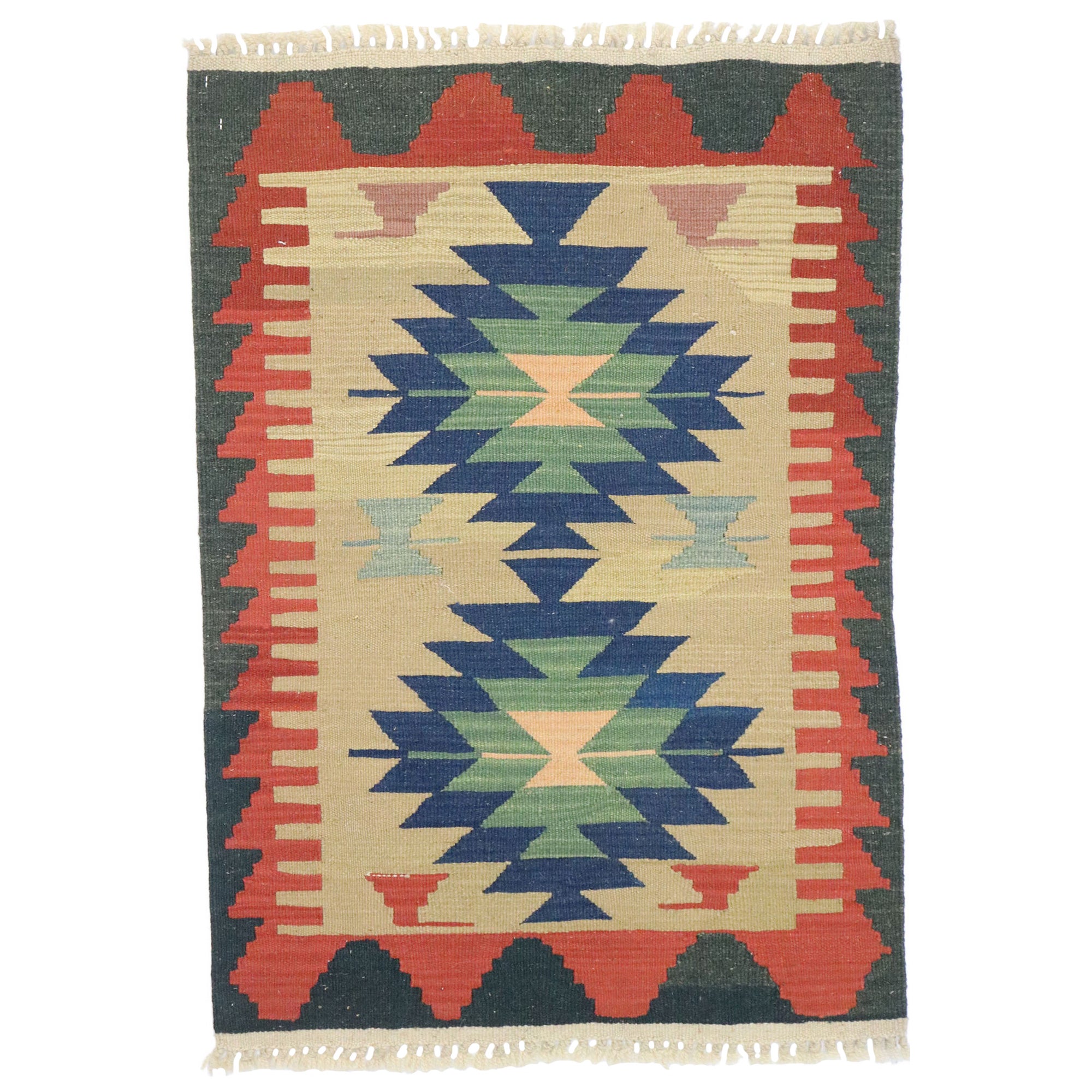 Vintage Persian Shiraz Kilim Rug, Southwestern Bohemian Meets Modern Desert For Sale