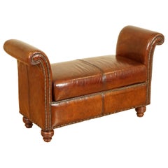 Gorgeous Fully Restored Hand Dyed Whisky Brown Ottoman Bench with Storage Space