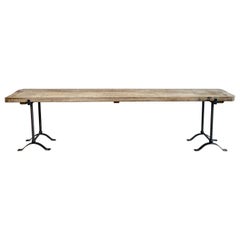 Vintage Reclaimed Wood and Metal Base Console Table