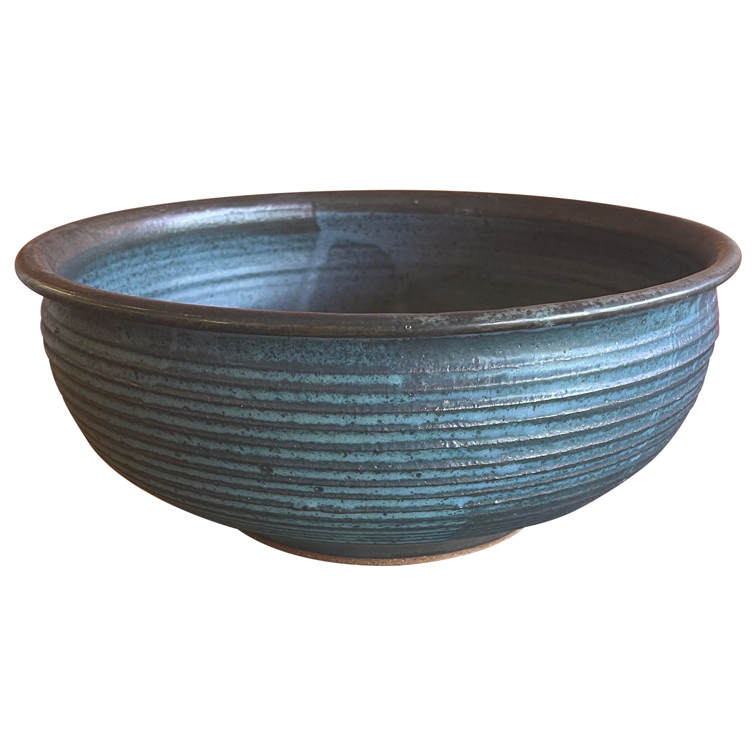 Extra Large Mesa Blue Stoneware Studio Pottery Bowl by William Wyman