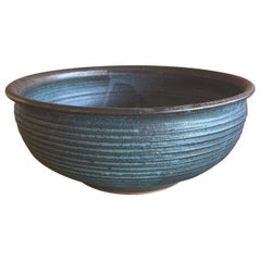 Extra Large Mesa Blue Stoneware Studio Pottery Bowl by William Wyman
