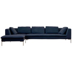 B&B Italia L- Shape Charles Sofa in Dark Gray Tweed Designed by Antonio Citterio