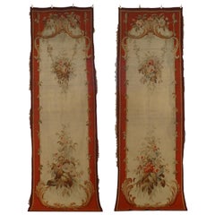Vintage Pair of French Victorian Aubusson Wall Hangings
