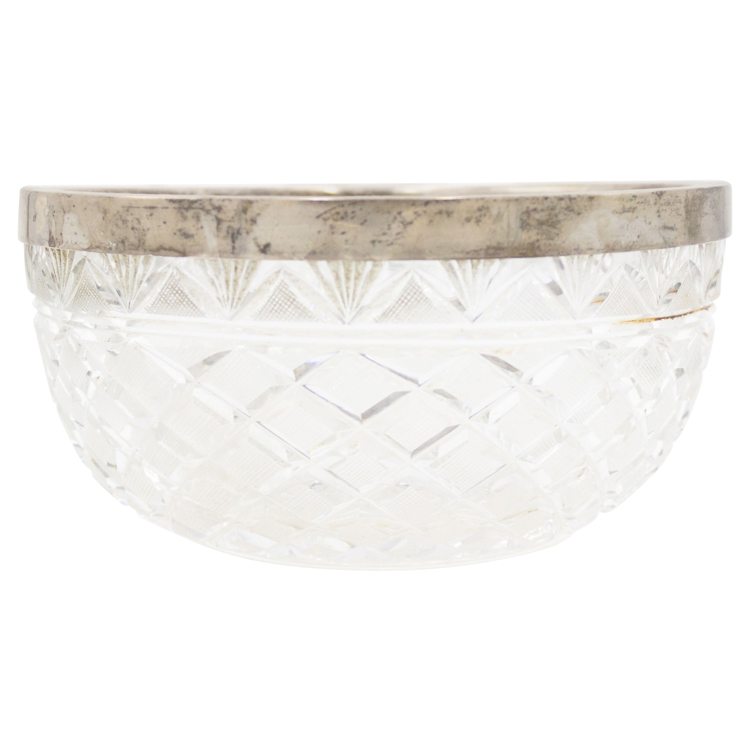 French Victorian Cut Crystal Bowl For Sale