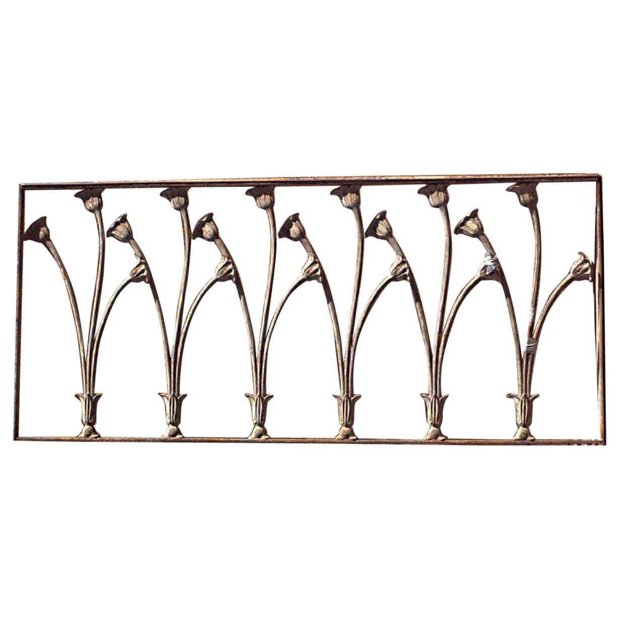French Art Nouveau Iron Railing with Lily Design For Sale