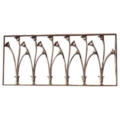 French Art Nouveau Iron Railing with Lily Design