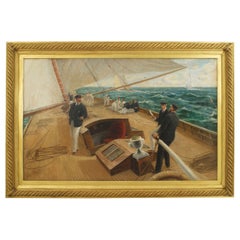 Monumental Seascape Oil Painting, on the Brittania by Tom Henry Painting