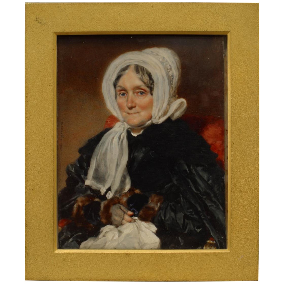 Portrait de dame victorienne anglaise miniature du 19ème siècle encadré