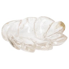 Vintage Mid-Century Crystal Leaf Ashtray