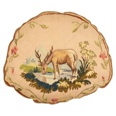French Victorian Aubusson Pillow of a Deer