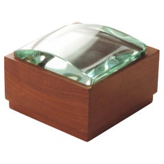 Italian 1960s Glass and Wood Box Att. to Fontana Arte