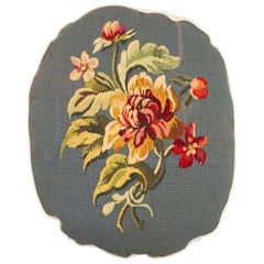 Viktorianisches viktorianisches Aubusson-Kissen mit geblümtem Design