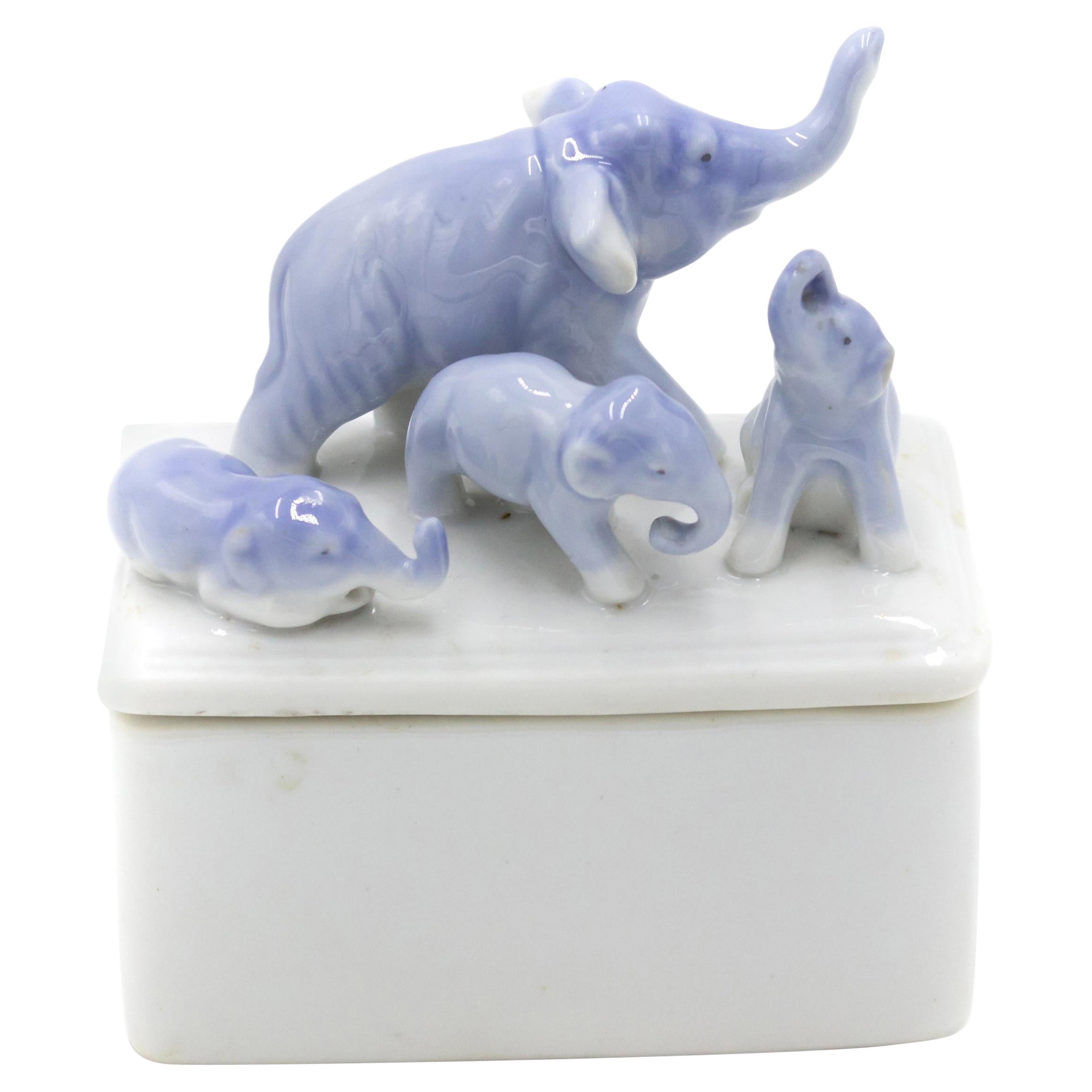 English Victorian Porcelain Elephant Box