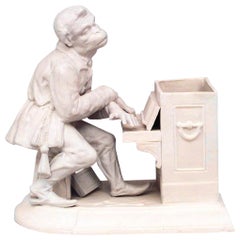 French Victorian Porcelain Piano Monkey