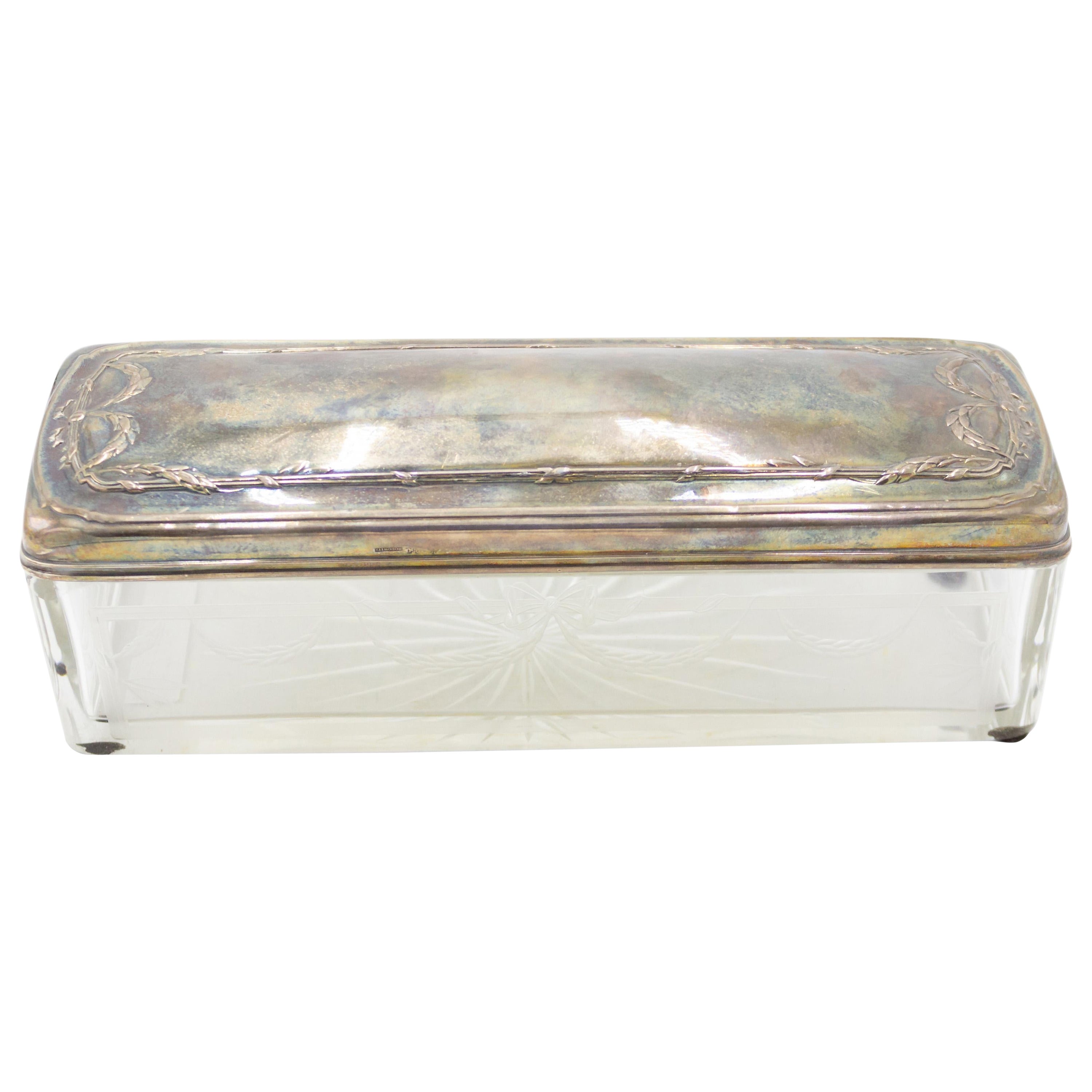 English Victorian Etched Silver Box For Sale