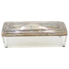 Antique English Victorian Etched Silver Box