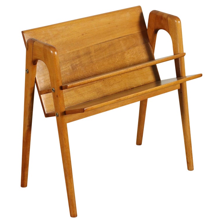 Magazine Rack Ash Veneer Beech, Italy, 1950s at 1stDibs