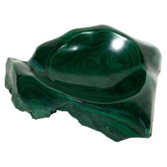 Antique Early 20th Century Natural Green Solid Malachite Trinket Jewelry Dish
