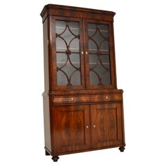 Antique French Walnut Bookcase on Cupboard