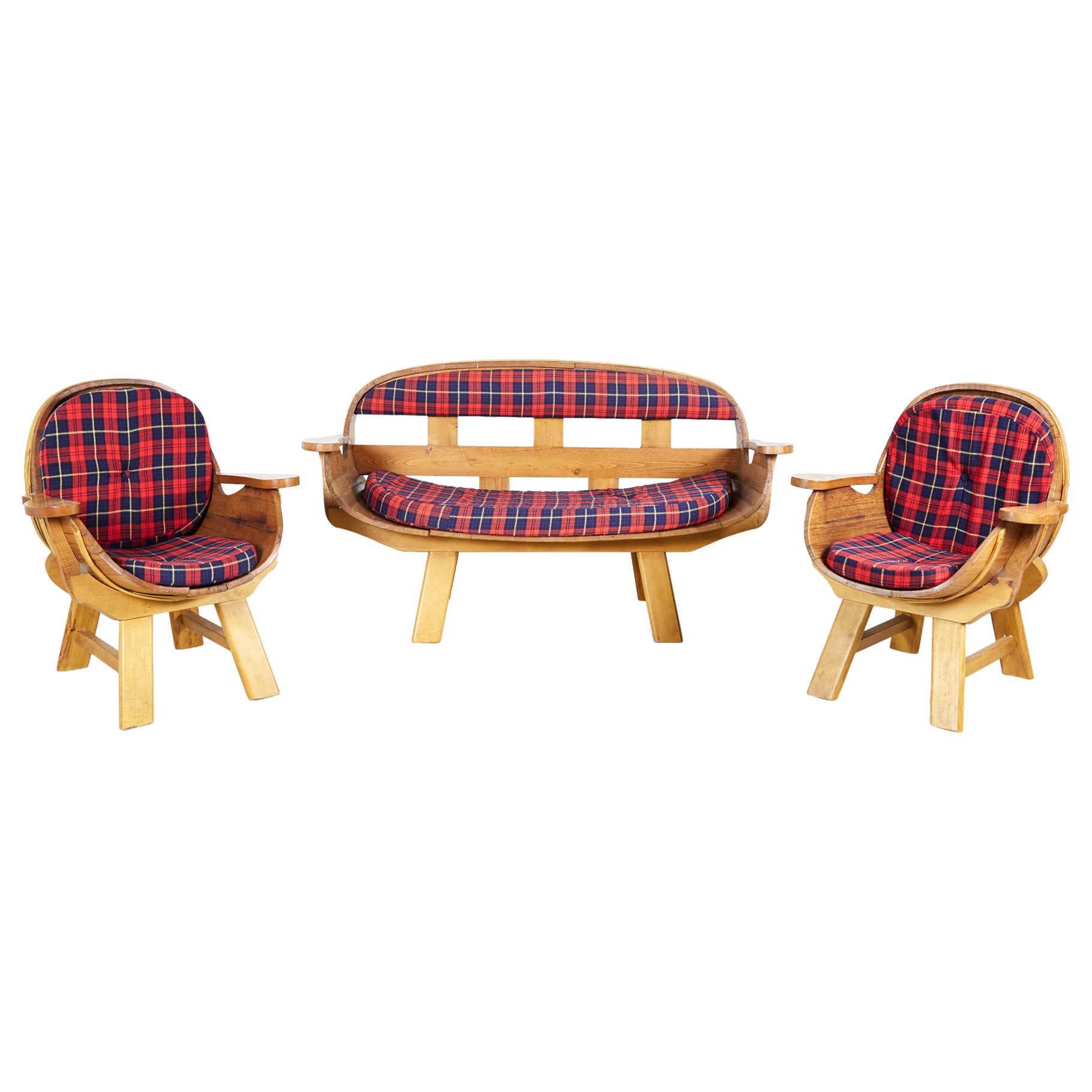 Italian Rustic Barrel Form Lounge Set