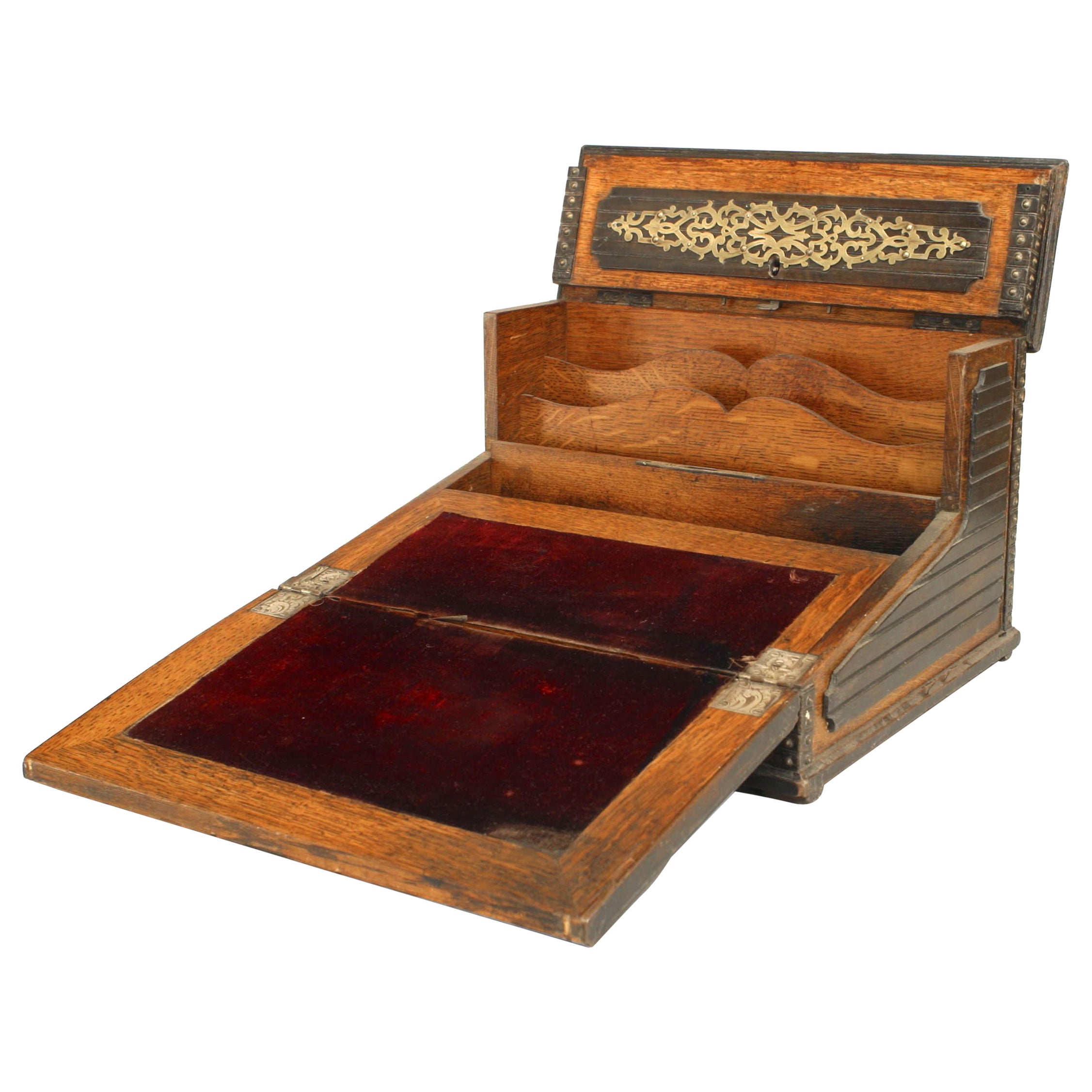 English Victorian Oak Lap Desk Box