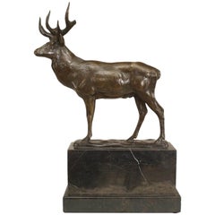 Used 19th Century French Victorian Bronze Stag Sculpture