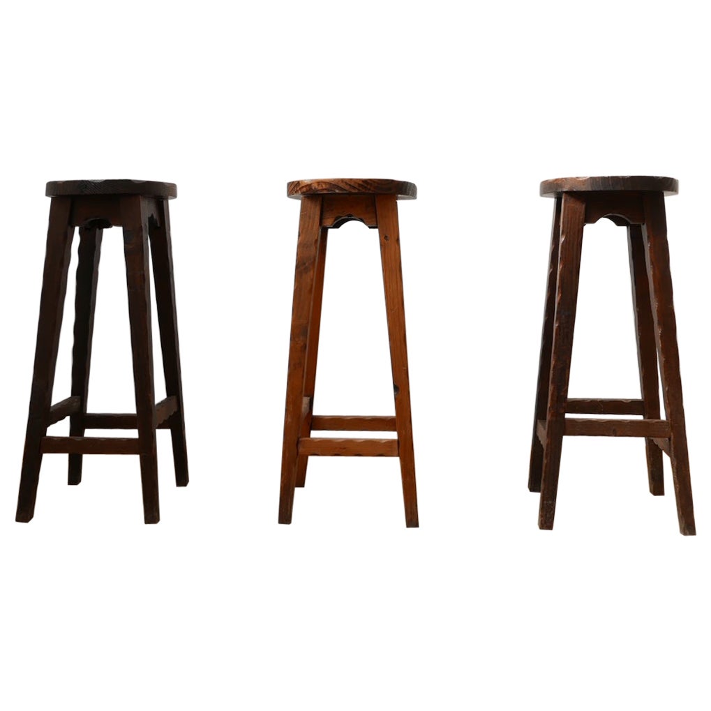 Set of Three Mathieu Mategot Bar Stools, circa 1950, France at 1stDibs
