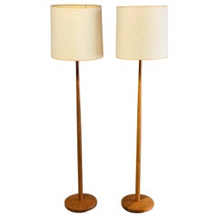 Used Swedish Teak Floor Lamps, a Pair