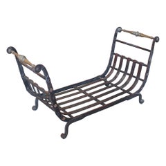 Used 1950s French Iron & Bronze Firewood Rack