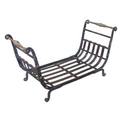 Retro 1950s French Iron & Bronze Firewood Rack