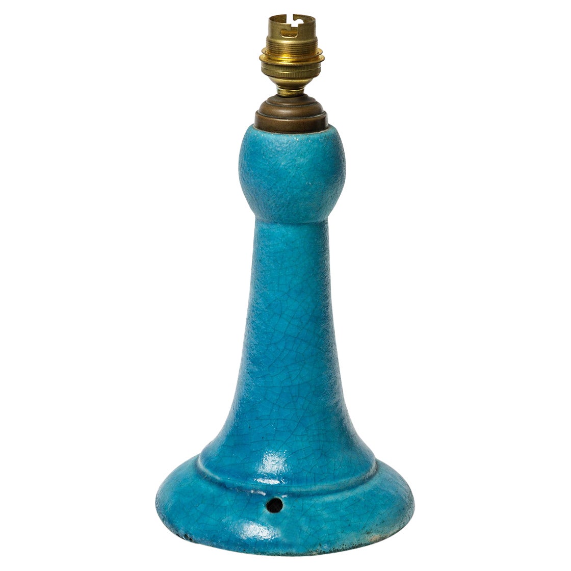Lampada da tavolo in ceramica Art Deco blu di Lachenal French 1930 Lighting Design