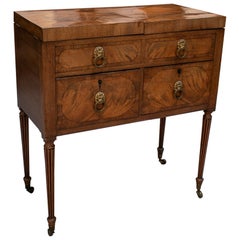 19th Century English 4-Drawer Mahogany Veneered Mirrored Dressing Table w/ Basin