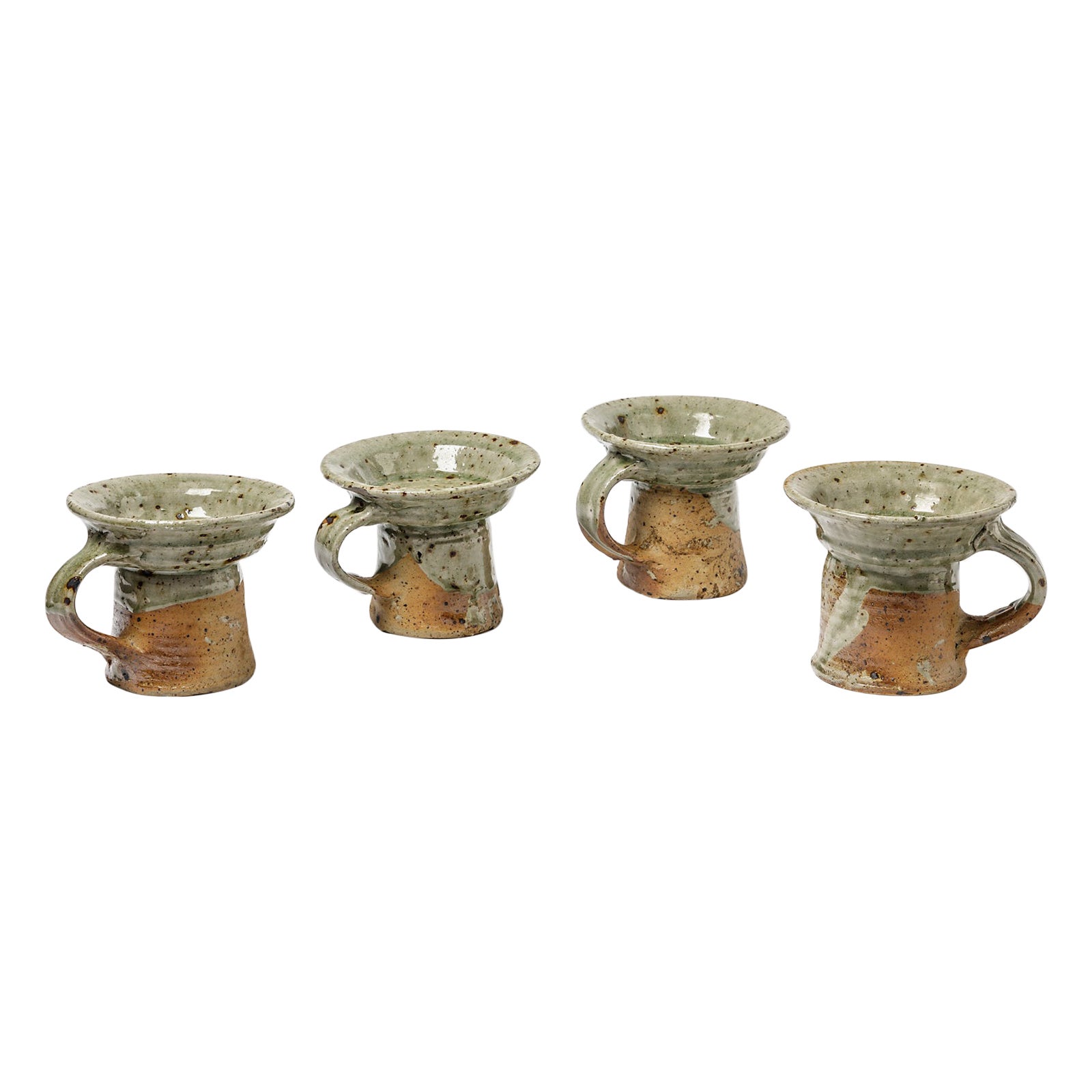 20th Century Set of 4 Grey Ceramic Candelsticks Att. to Anne Kjaersgaard For Sale