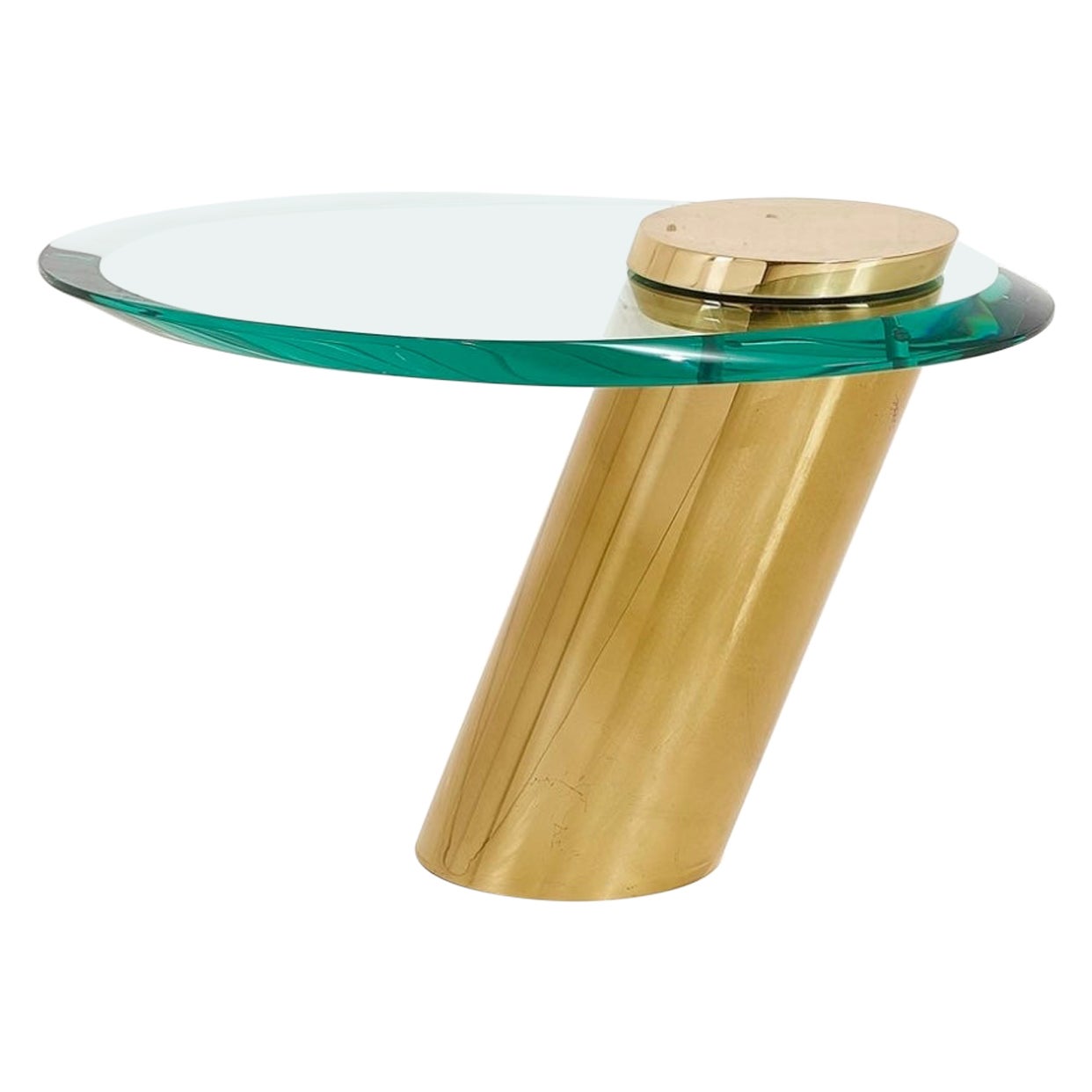 Karl Springer Brass with Cantilevered Glass Side Table, 1980