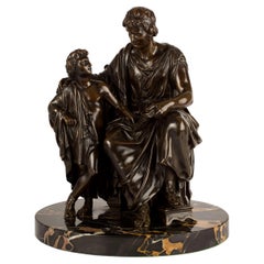 Grand Tour Antique Bronze Sculpture "A Father Teaching His Son", 19th Century