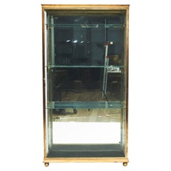 Antique French Art Deco Brass and Glass Vitrine Display Cabinet