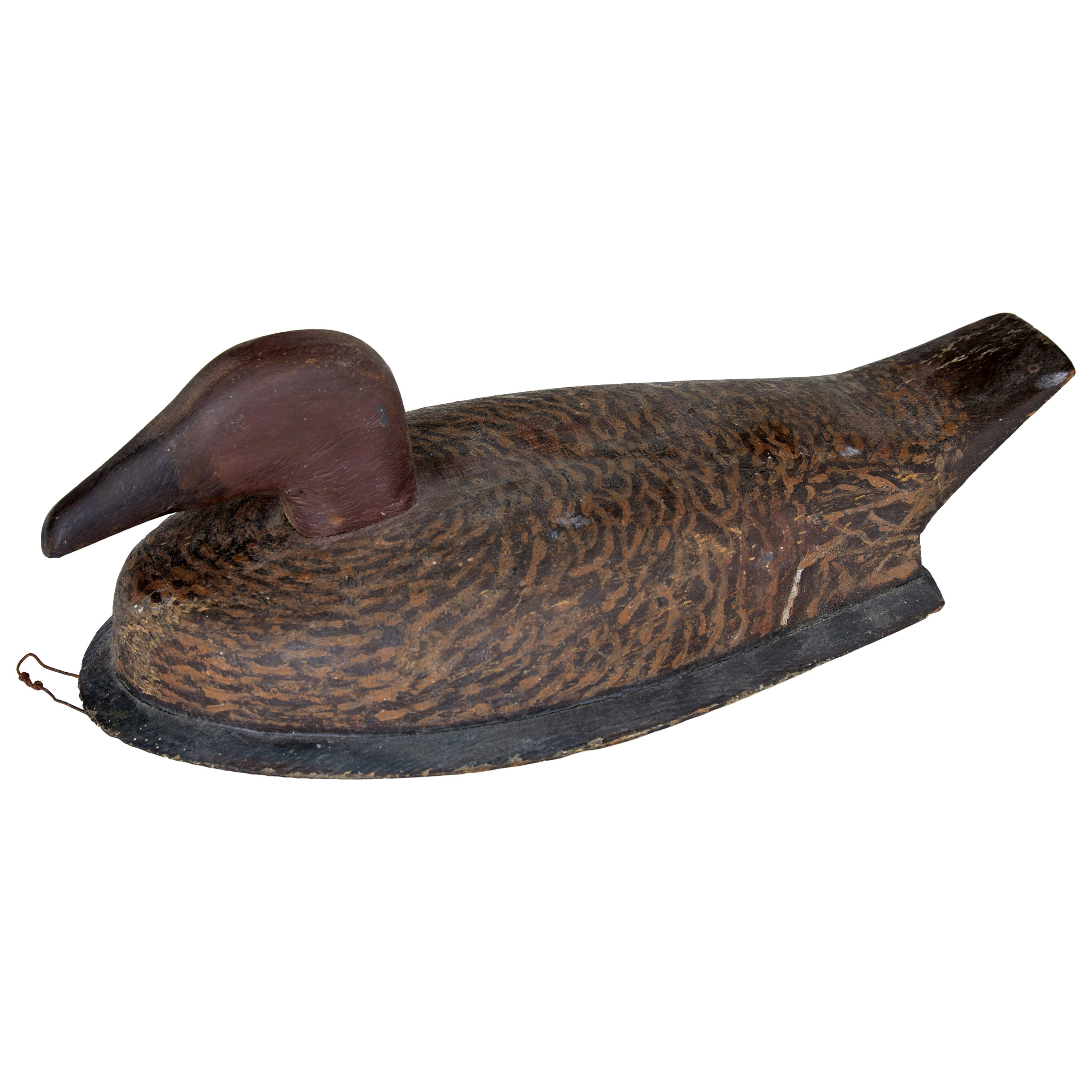 Early 20th Century Solid Wood Hand Painted Decoy Duck