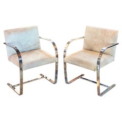 Pair of Flat Arm Chairs with Pony Hair Upholstery