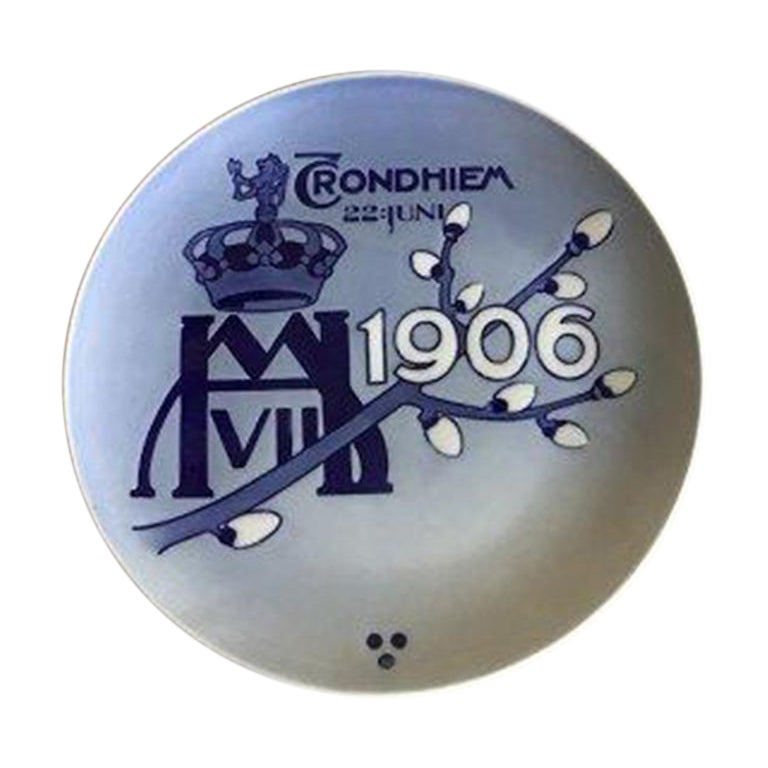 Porsgrund Commemorative Plate from 1906 for the Coronation of Haakon VII