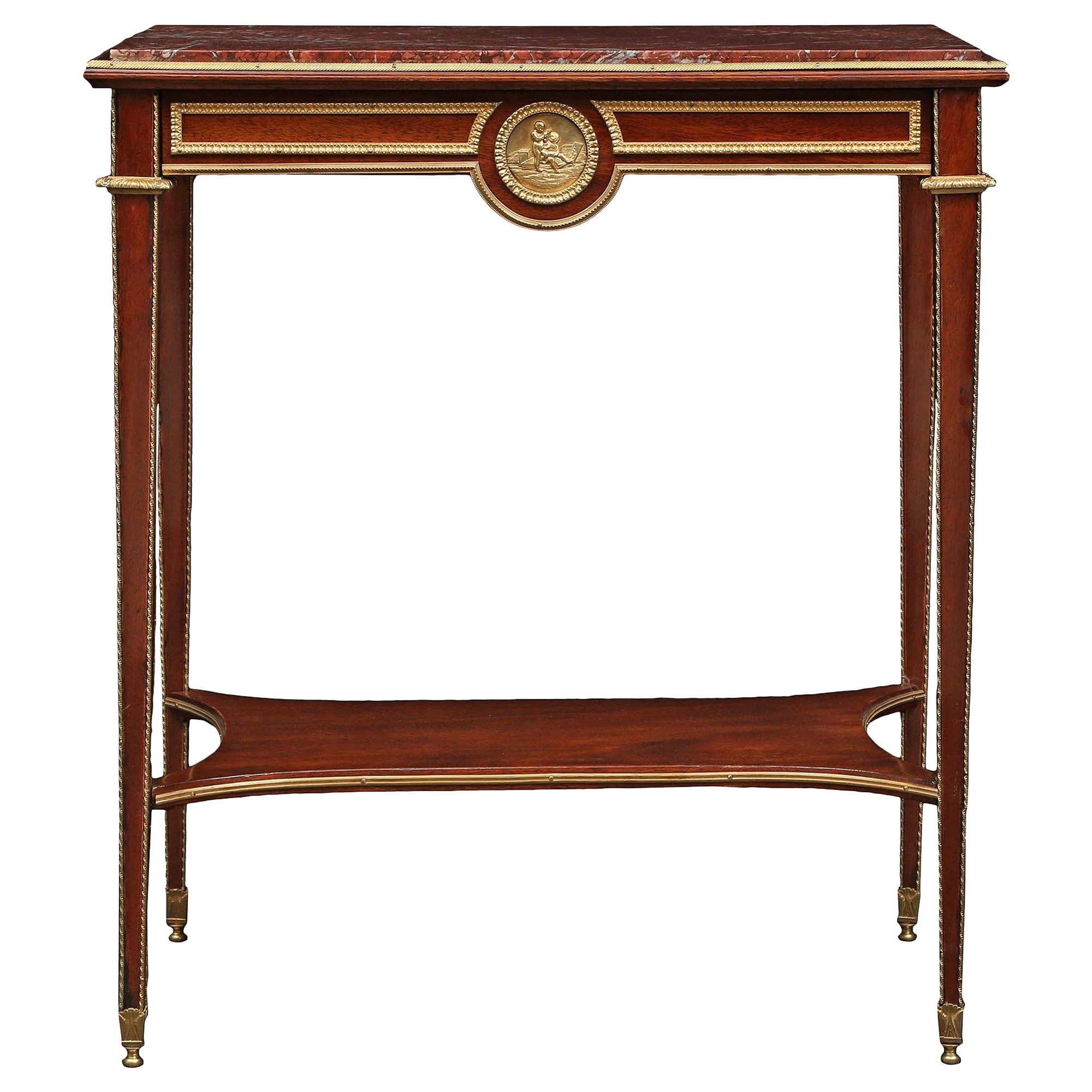 French Mid-19th Century Louis XVI Style Mahogany Rectangular Side Table For Sale