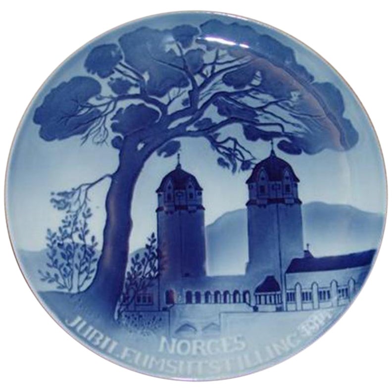 Porsgrund Commemorative Plate Norways Jubilee Exhibition, 1914 For Sale